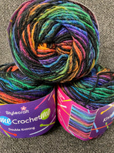 stylecraft knit me crochet me double knit dk wool blend yarn 100g variegated self stripe dark prism black rainbow