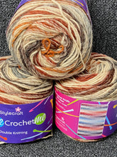 stylecraft knit me crochet me double knit dk wool blend yarn 100g variegated self stripe earth 5156 brown cream