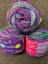 stylecraft knit me crochet me double knit dk wool blend yarn 100g variegated self stripe spectral 6153 purple green