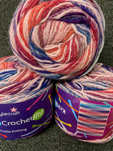 stylecraft knit me crochet me double knit dk wool blend yarn 100g variegated self stripe twilight 6150 pink blue