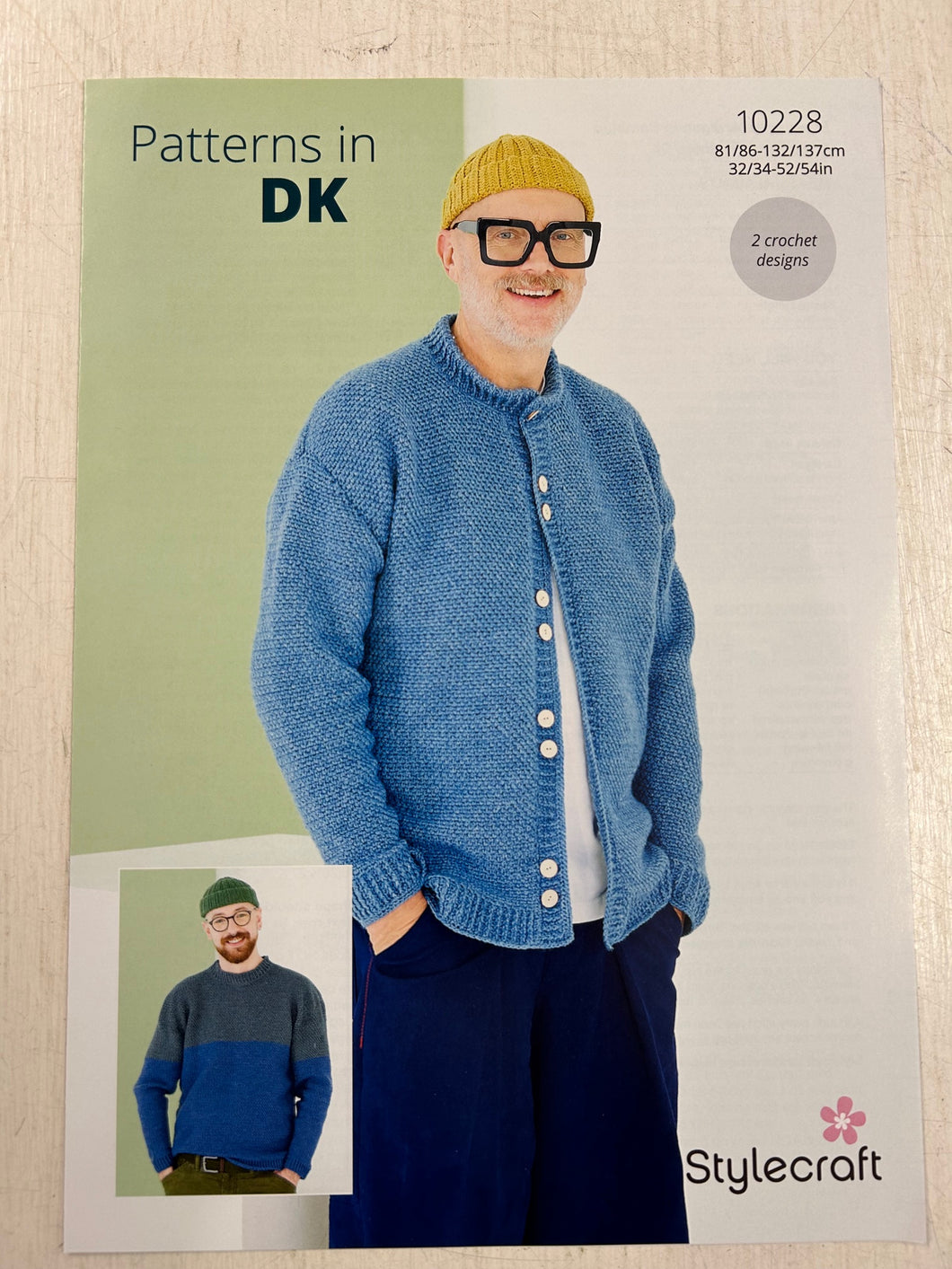 stylecraft mens jumper sweater cardigan crochet pattern dk double knit bambino fabric shack malmesbury 10228