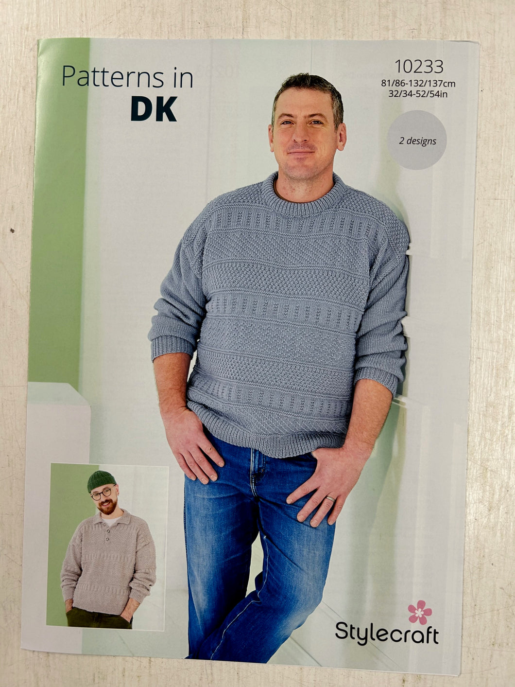 stylecraft mens jumper sweater knitting pattern dk double knit bambino fabric shack malmesbury 10233