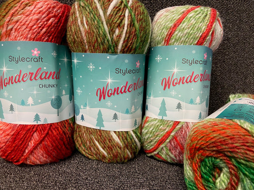 stylecraft wonderland chunky metallic wool yarn festive christmas various colours fabric shack malmesbury