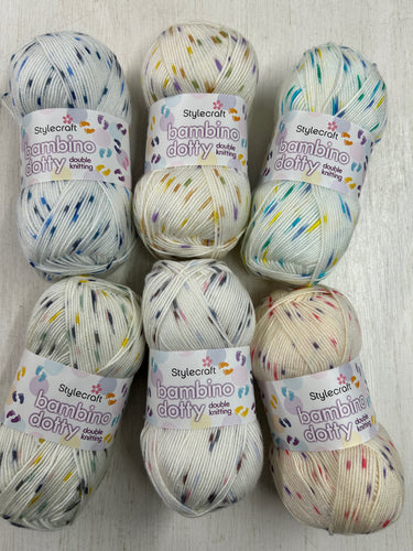 stylecraft yarn wool bambino dotty dottie various colours dk double knit knitting crochet fabric shack malmesbury