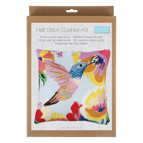 tapestry needlepoint half cross stitch pillow cushion sewing it trimits fabric shack malmesbury humingbird