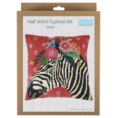 tapestry needlepoint half cross stitch pillow cushion sewing it trimits fabric shack malmesbury zebra