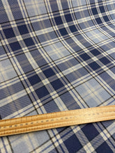 tartan plaid check linen look cotton polyester highland blue navy fabric shack malmesbury 3