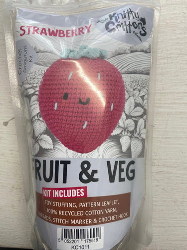 the knitty critters crochet kit fruit and veg strawberry amigurumi fabric shack malmesbury
