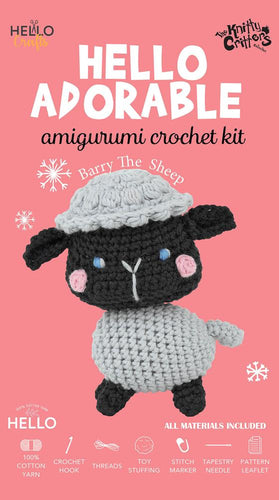 the knitty critters crochet kit hello adorable barry the sheep amigurumi fabric shack malmesbury