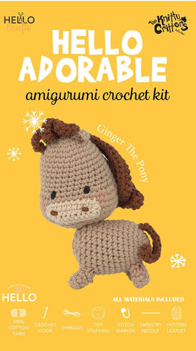 the knitty critters crochet kit hello adorable ginger the pony amigurumi fabric shack malmesbury