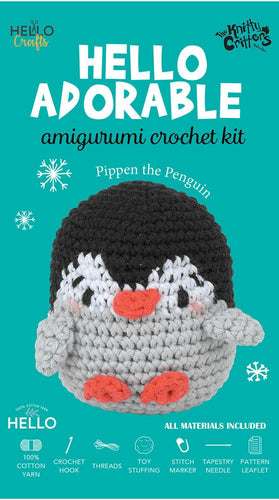 the knitty critters crochet kit hello adorable pippen the penguin amigurumi fabric shack malmesbury