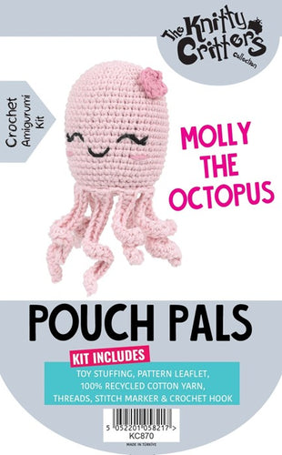 the knitty critters crochet kit pouch pals molly the octopus amigurumi fabric shack malmesbury