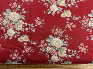 tilda merry little christmas flower floral carol rose burgundy red cotton fabric shack malmesbury