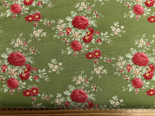 tilda merry little christmas flower floral carol rose moss green cotton fabric shack malmesbury