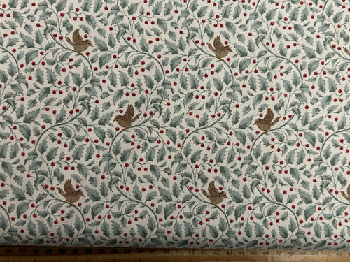 tilda merry little christmas flower floral holly duck egg cream cotton fabric shack malmesbury