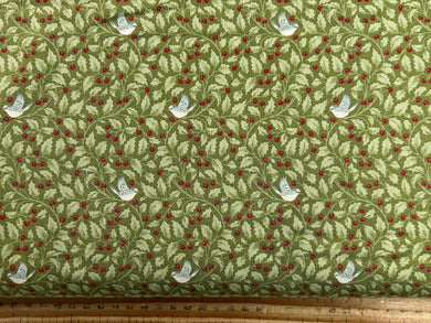 tilda merry little christmas flower floral holly moss green cotton fabric shack malmesbury