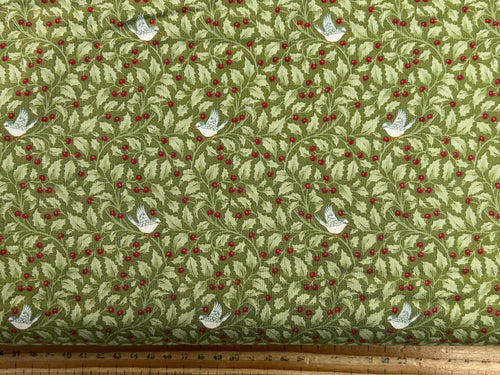 tilda merry little christmas flower floral holly moss green cotton fabric shack malmesbury