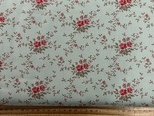 tilda merry little christmas flower floral noel rose mist green cotton fabric shack malmesbury