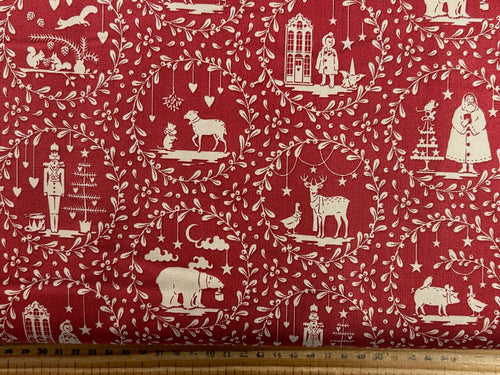 tilda merry little christmas flower floral paperscenes burgundy red cotton fabric shack malmesbury