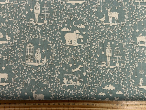 tilda merry little christmas flower floral paperscenes duck egg cotton fabric shack malmesbury