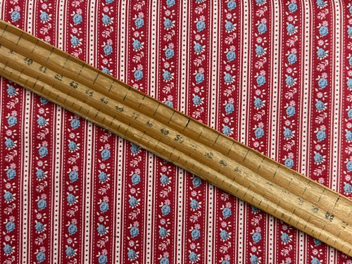 tilda village life agnes burgundy flower floral cotton fabric shack malmesbury