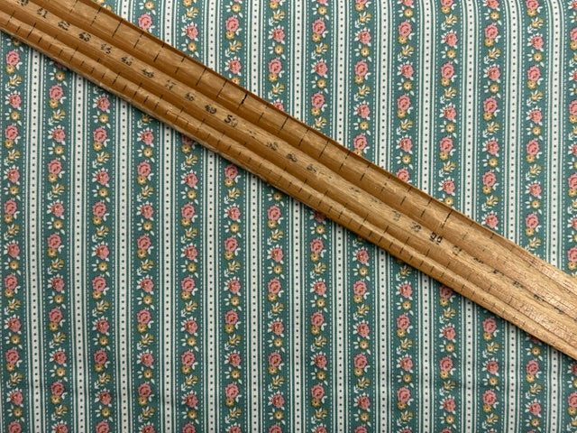 tilda village life agnes teal flower floral cotton fabric shack malmesbury