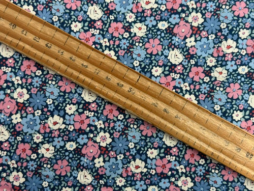 tilda village life esther blue flower floral cotton fabric shack malmesbury