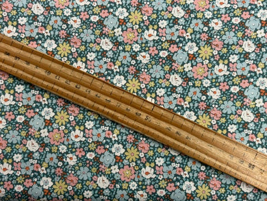 tilda village life esther petrol flower floral cotton fabric shack malmesbury