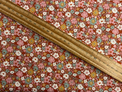 tilda village life esther rust flower floral cotton fabric shack malmesbury