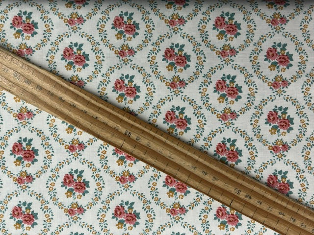 tilda village life mable warm cream flower floral cotton fabric shack malmesbury