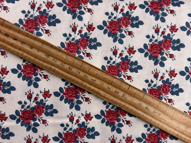 tilda village life myrtle blue flower floral cotton fabric shack malmesbury