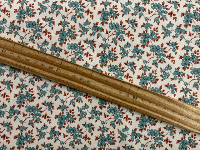 tilda village life ruth teal flower floral cotton fabric shack malmesbury