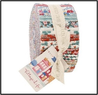 tilda village life strip jelly roll cotton fabric shack malmesbury