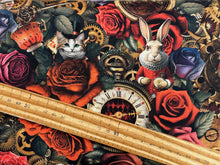 timeless treasures alice in wonderland down the rabbit hole cheshire cat white rabbit cotton fabric shack malmesbury 2