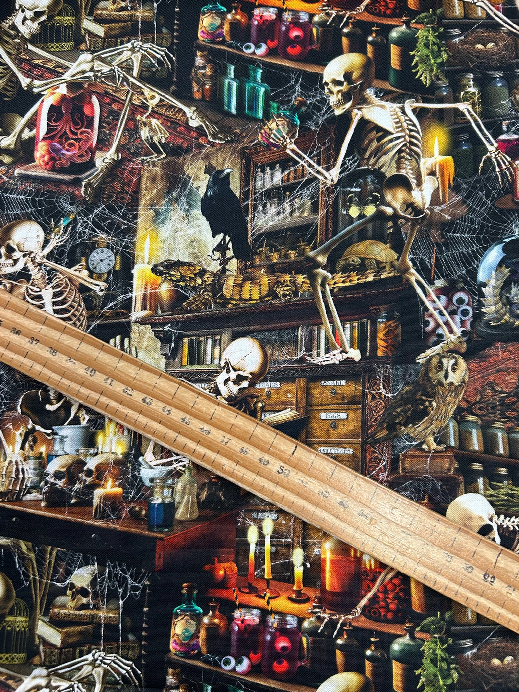 timeless treasures wicked skeleton apothecary halloween gothic horror cotton fabric shack malmesbury