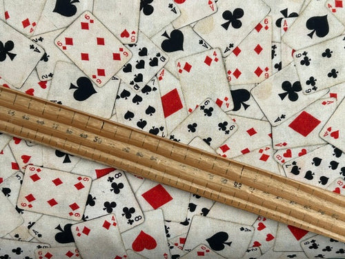 timeless treasures alice in wonderland down the rabbit hole playing cards sand cream cotton fabric shack malmesbury