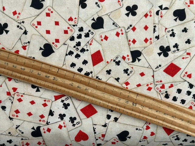 timeless treasures alice in wonderland down the rabbit hole playing cards sand cream cotton fabric shack malmesbury