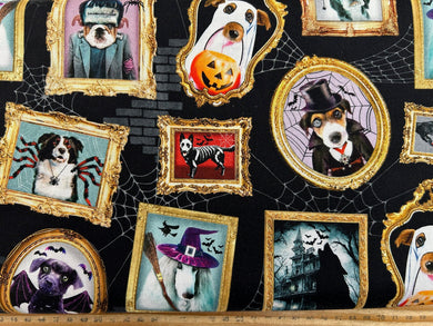 timeless treasures boo dog halloween portraits gothic cotton fabric shack malmesbury