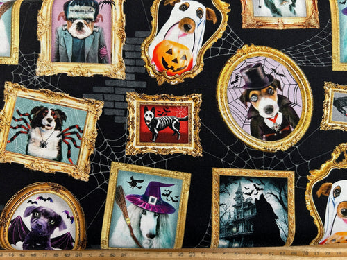 timeless treasures boo dog halloween portraits gothic cotton fabric shack malmesbury