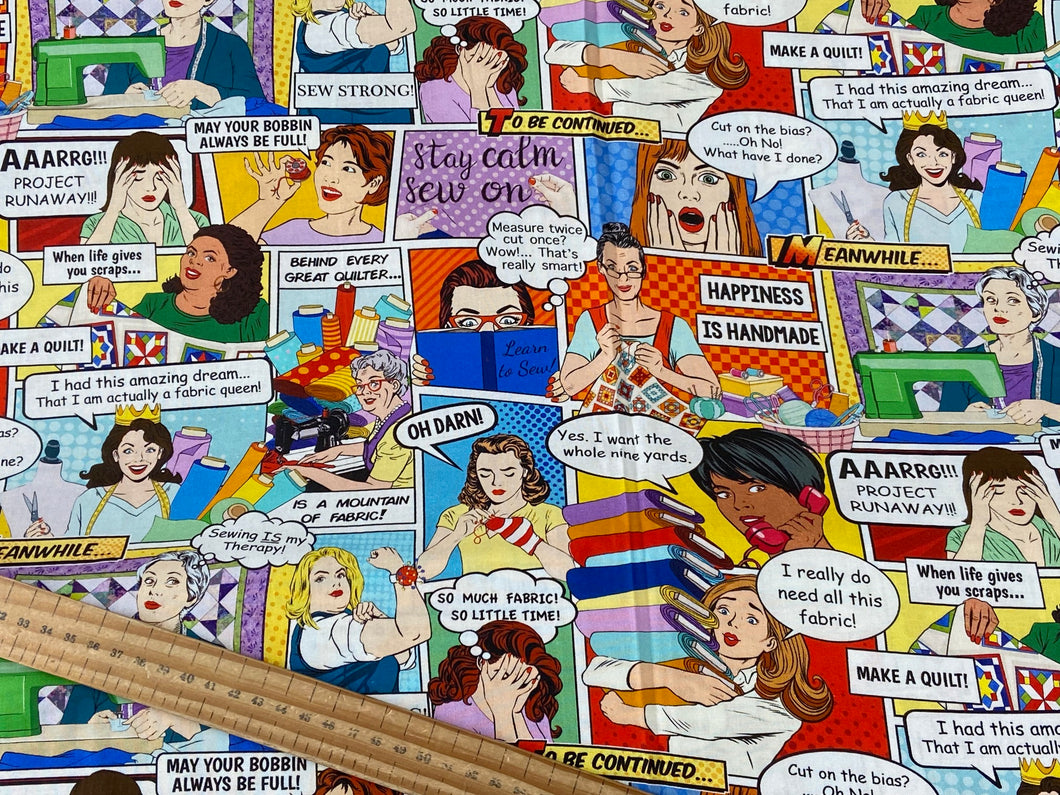 Timeless Treasures Sewing Capers Comic Strip Cotton Fabric by the 1/4 ...