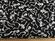 timeless treasures wicked goth gothic halloween glow in the dark skeleton dancing anatomy black cotton fabric shack malmesbury