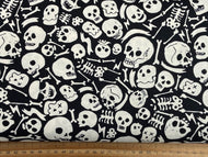 timeless treasures wicked goth gothic halloween glow in the dark skeleton skulls bones anatomy black cotton fabric shack malmesbury