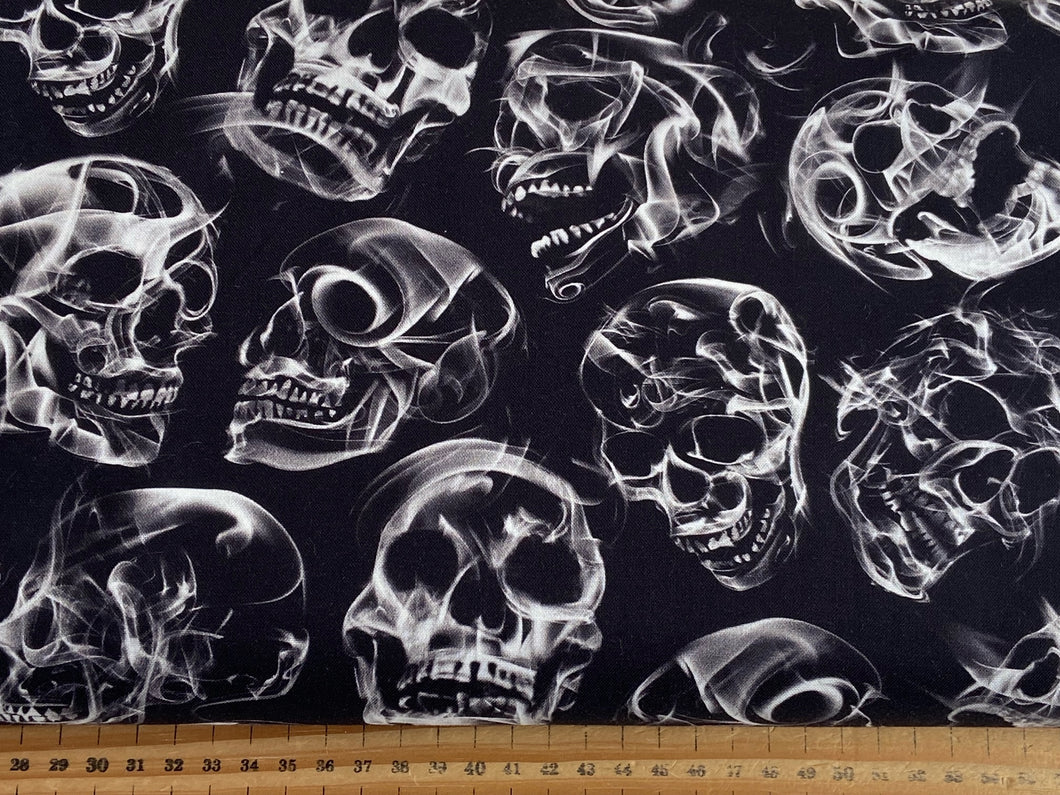 timeless treasures wicked goth gothic halloween skull smoke 2099 black cotton fabric shack malmesbury