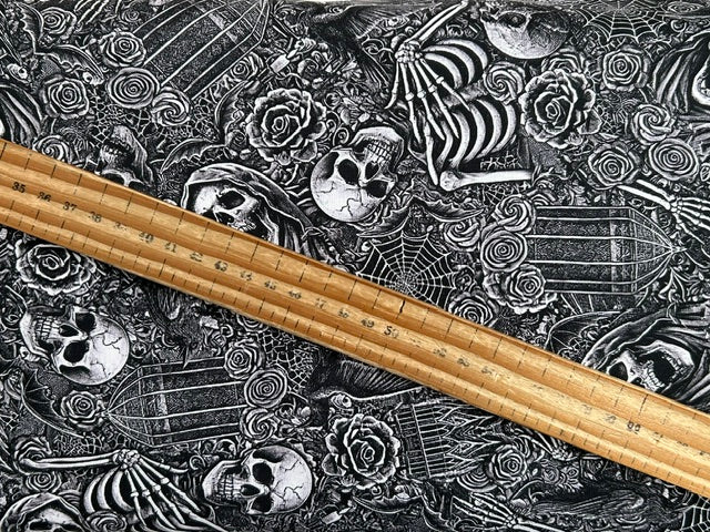 timeless treasures wicked skeleton halloween gothic horror motif black 4140 cotton fabric shack malmesbury
