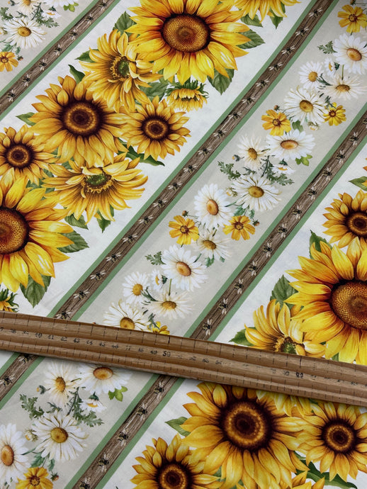 timeless treasures you are my sunshine daisy daisies sunflowers sun flowers border strip cotton fabric shack malmesbury