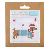 trimits counted cross stitch kit festive dachshund dog sausage fabric shack malmesbury