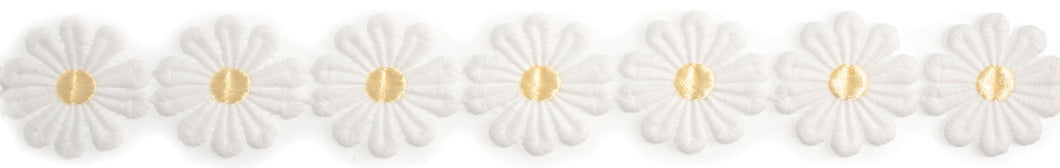 trimits daisy trim ribbon flower white yellow fabric shack malmesbury ET633_50_YEL