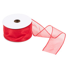 trimits premium wire edge ribbon organza trim 63mm red fabric shack malmesbury TTO2563_red