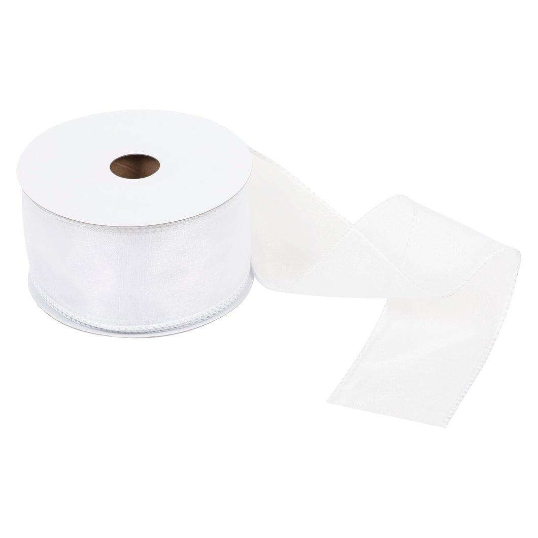trimits premium wire edge ribbon organza trim 63mm white fabric shack malmesbury TTO2563_WHT