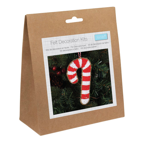 trimits christmas felt decoration sewing kit beaded candy cane fabric shack malmesbury GCK258